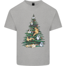 Cat Christmas Tree Mens Cotton T-Shirt Tee Top Sports Grey