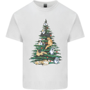 Cat Christmas Tree Mens Cotton T-Shirt Tee Top White