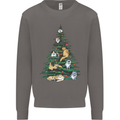 Cat Christmas Tree Mens Sweatshirt Jumper Charcoal