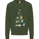 Cat Christmas Tree Mens Sweatshirt Jumper Forest Green