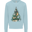 Cat Christmas Tree Mens Sweatshirt Jumper Light Blue