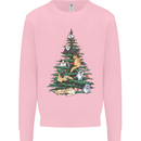 Cat Christmas Tree Mens Sweatshirt Jumper Light Pink
