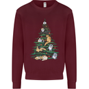 Cat Christmas Tree Mens Sweatshirt Jumper Maroon