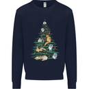 Cat Christmas Tree Mens Sweatshirt Jumper Navy Blue