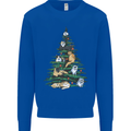 Cat Christmas Tree Mens Sweatshirt Jumper Royal Blue