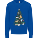 Cat Christmas Tree Mens Sweatshirt Jumper Royal Blue