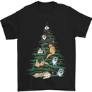 Cat Christmas Tree Mens T-Shirt Cotton Gildan Black