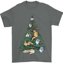 Cat Christmas Tree Mens T-Shirt Cotton Gildan Charcoal