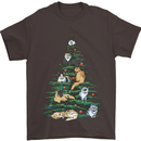 Cat Christmas Tree Mens T-Shirt Cotton Gildan Dark Chocolate