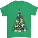 Cat Christmas Tree Mens T-Shirt Cotton Gildan Irish Green