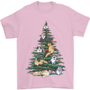 Cat Christmas Tree Mens T-Shirt Cotton Gildan Light Pink