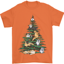 Cat Christmas Tree Mens T-Shirt Cotton Gildan Orange