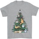 Cat Christmas Tree Mens T-Shirt Cotton Gildan Sports Grey