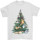 Cat Christmas Tree Mens T-Shirt Cotton Gildan White