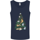 Cat Christmas Tree Mens Vest Tank Top Navy Blue