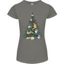 Cat Christmas Tree Womens Petite Cut T-Shirt Charcoal