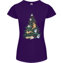 Cat Christmas Tree Womens Petite Cut T-Shirt Purple