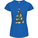 Cat Christmas Tree Womens Petite Cut T-Shirt Royal Blue