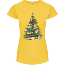 Cat Christmas Tree Womens Petite Cut T-Shirt Yellow