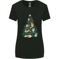 Cat Christmas Tree Womens Wider Cut T-Shirt Black