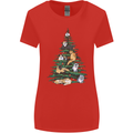 Cat Christmas Tree Womens Wider Cut T-Shirt Red