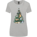 Cat Christmas Tree Womens Wider Cut T-Shirt Sports Grey