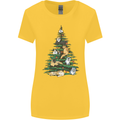 Cat Christmas Tree Womens Wider Cut T-Shirt Yellow