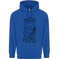 Cat Dont Fight Me Funny Childrens Kids Hoodie Royal Blue