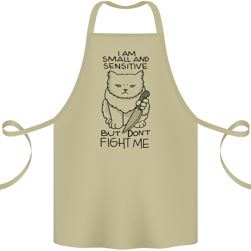 Cat Dont Fight Me Funny Cotton Apron 100% Organic Khaki