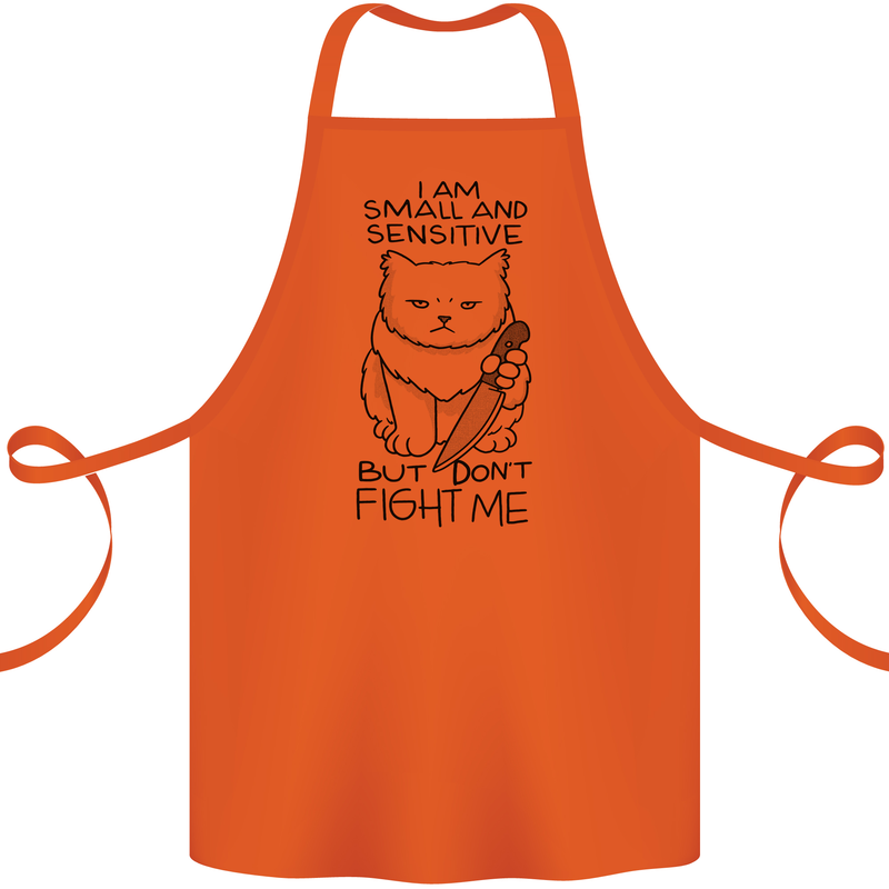 Cat Dont Fight Me Funny Cotton Apron 100% Organic Orange