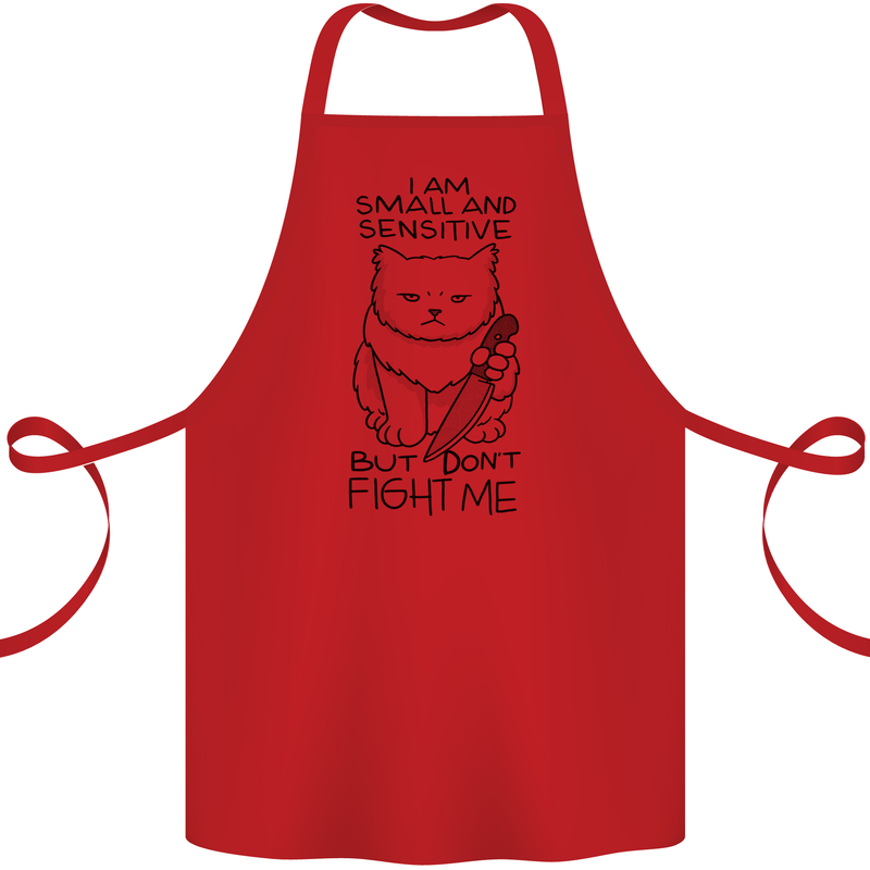 Cat Dont Fight Me Funny Cotton Apron 100% Organic Red