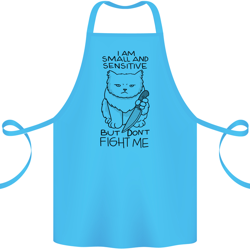 Cat Dont Fight Me Funny Cotton Apron 100% Organic Turquoise