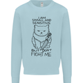 Cat Dont Fight Me Funny Kids Sweatshirt Jumper Light Blue