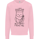Cat Dont Fight Me Funny Kids Sweatshirt Jumper Light Pink