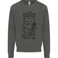 Cat Dont Fight Me Funny Kids Sweatshirt Jumper Storm Grey