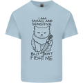 Cat Dont Fight Me Funny Mens Cotton T-Shirt Tee Top Light Blue