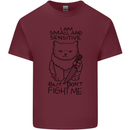 Cat Dont Fight Me Funny Mens Cotton T-Shirt Tee Top Maroon