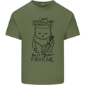 Cat Dont Fight Me Funny Mens Cotton T-Shirt Tee Top Military Green