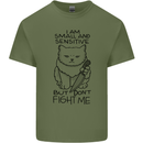 Cat Dont Fight Me Funny Mens Cotton T-Shirt Tee Top Military Green