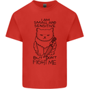 Cat Dont Fight Me Funny Mens Cotton T-Shirt Tee Top Red