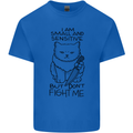 Cat Dont Fight Me Funny Mens Cotton T-Shirt Tee Top Royal Blue