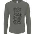 Cat Dont Fight Me Funny Mens Long Sleeve T-Shirt Charcoal