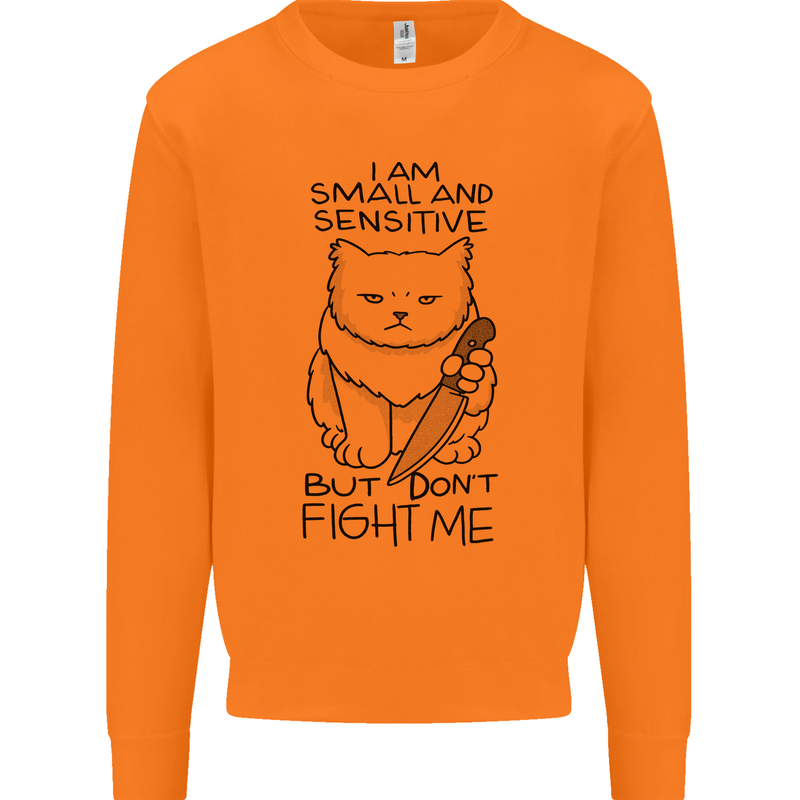 Cat Dont Fight Me Funny Mens Sweatshirt Jumper Orange