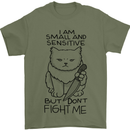 Cat Dont Fight Me Funny Mens T-Shirt Cotton Gildan Military Green