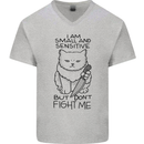 Cat Dont Fight Me Funny Mens V-Neck Cotton T-Shirt Sports Grey