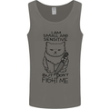 Cat Dont Fight Me Funny Mens Vest Tank Top Charcoal