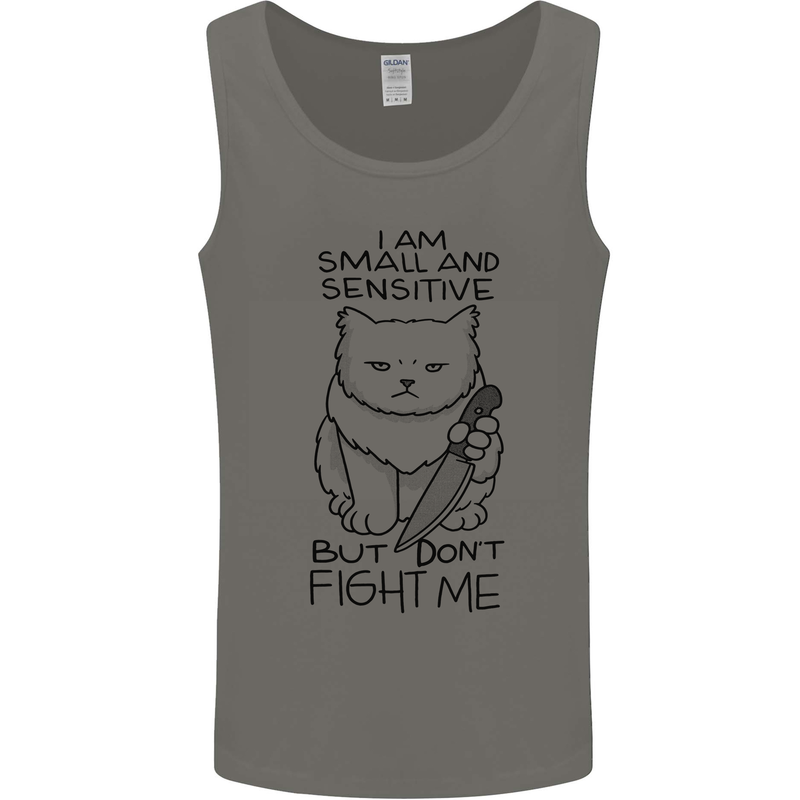 Cat Dont Fight Me Funny Mens Vest Tank Top Charcoal
