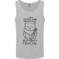 Cat Dont Fight Me Funny Mens Vest Tank Top Sports Grey