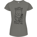 Cat Dont Fight Me Funny Womens Petite Cut T-Shirt Charcoal