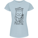 Cat Dont Fight Me Funny Womens Petite Cut T-Shirt Light Blue